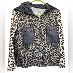 Leopard Print Jacket with Chiffon overlay and Black Accents Medium